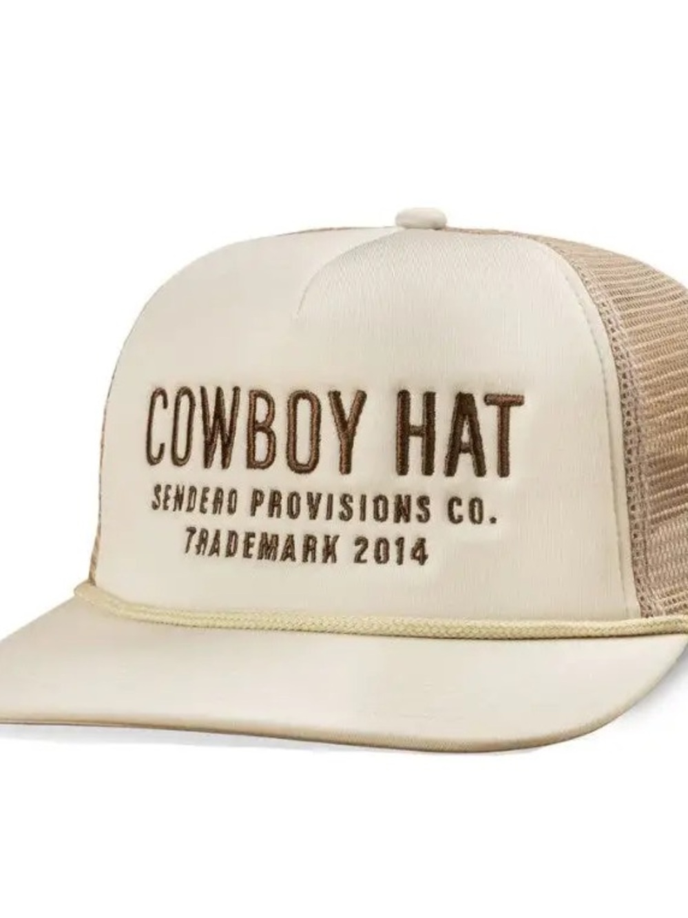 Cream Cowboy Hat Embroidered Trucker Cap